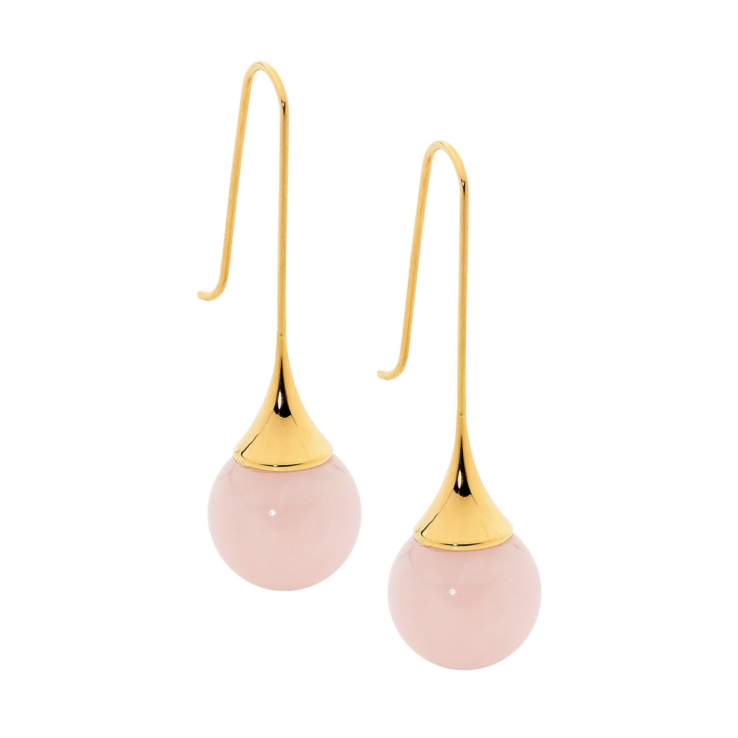 Rose quartz long drop earrings - devine goddess