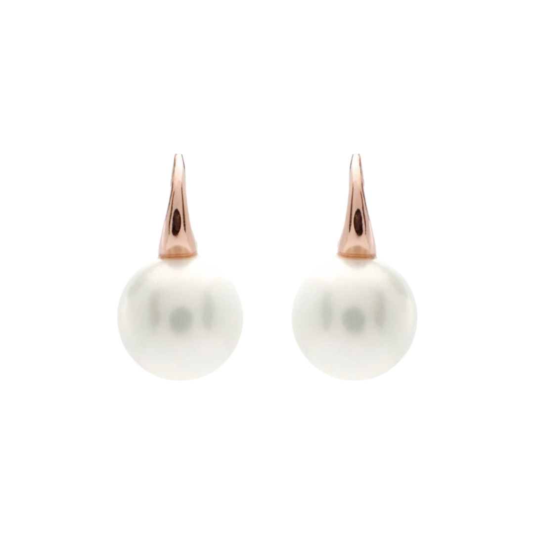 Rose Gold plated Sterling Silver Classic 12mm Pearl drop Earrings - devine goddess