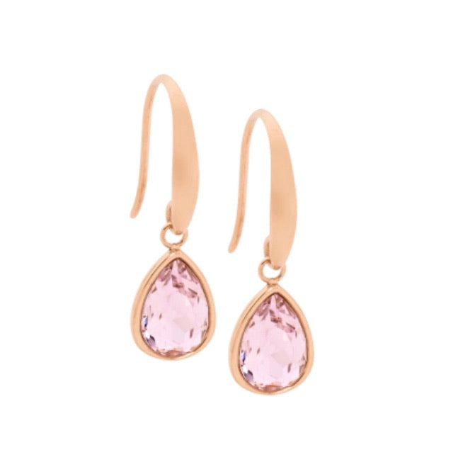 Rose Gold tear drop Swarovski Crystal Earrings - devine goddess