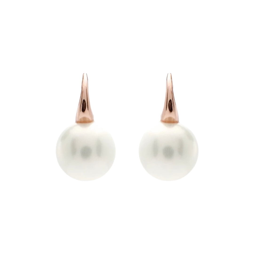 Rose Gold plated Sterling Silver Classic 12mm Pearl drop Earrings - devine goddess