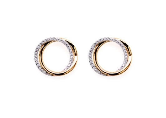 Two Tone Intertwined Circle Stud Earrings - devine goddess